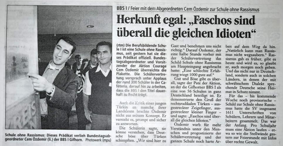 2001.06.15. - Herkunft egal - Faschos sind überall die gleichen Idioten - Aller-Zeitung